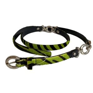 Carlisle Vintage Skinny Black Green Zebra Calf Hair Leather Fashion Belt Sz M